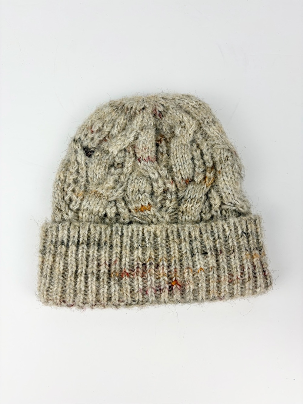 Anthropologie Cable Knit Tan Beige Speckled Multicolored Beanie Hat